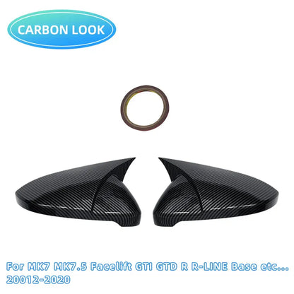 For VW Golf MK6 MK7 7.5 GTI R GTD Base 2009-2020 2Pcs Side RearView Mirror Cover Caps Mirror Tools Case Gloss Black Tuning New