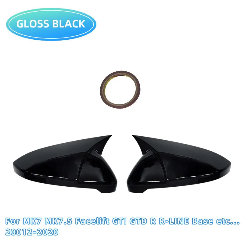 For VW Golf MK6 MK7 7.5 GTI R GTD Base 2009-2020 2Pcs Side RearView Mirror Cover Caps Mirror Tools Case Gloss Black Tuning New