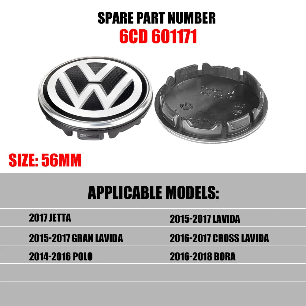 4Pcs 56/65/66mm Car Wheel Center Hub Caps Cover For Volkswagen VW R GTI Golf 5 6 7 Jetta Passat Tiguan Replacement Accessories