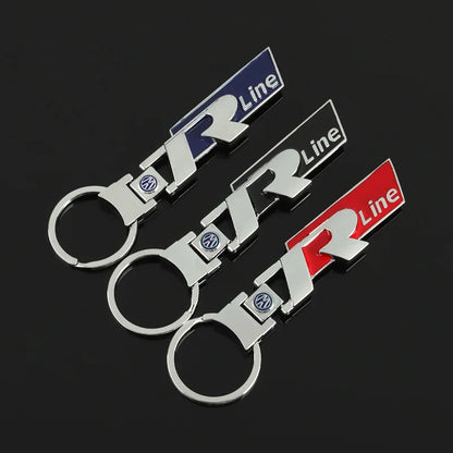 Metal Car Keychain Rline R line Logo Pendant Double sided Key Ring for Volkswagen VW Golf 7 MK7 Golf 6 MK6 Tiguan Polo CC Jetta