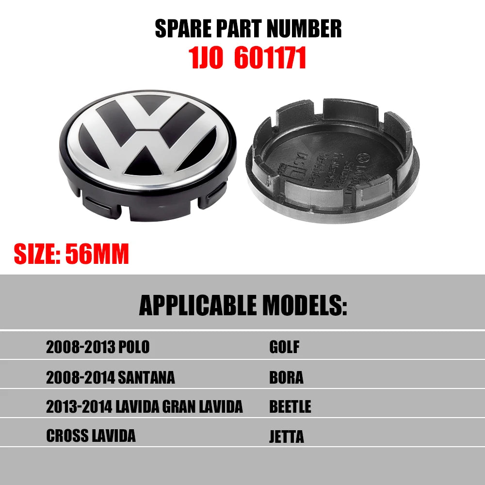 4Pcs 56/65/66mm Car Wheel Center Hub Caps Cover For Volkswagen VW R GTI Golf 5 6 7 Jetta Passat Tiguan Replacement Accessories