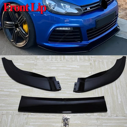 For VW Golf 6 MK6 R R20 2008-2013 Car Front Bumper Lip Spoiler Splitter Diffuser Deflector & Rear Bumper Diffuser Canard Tuning