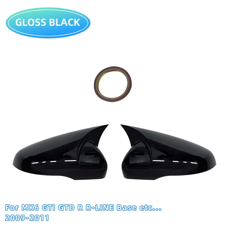 For VW Golf MK6 MK7 7.5 GTI R GTD Base 2009-2020 2Pcs Side RearView Mirror Cover Caps Mirror Tools Case Gloss Black Tuning New