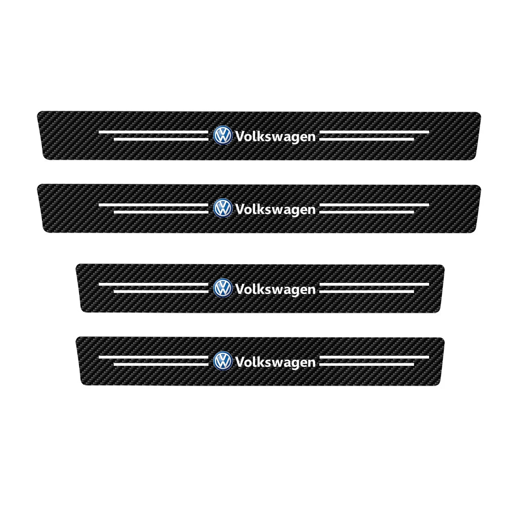 4Pcs Car Door Sill Protector Stickers Carbon Fiber Stickers for Volkswagen Golf 4 mk5 Passat b8 b5 VW Sharan Polo Tiguan R Line