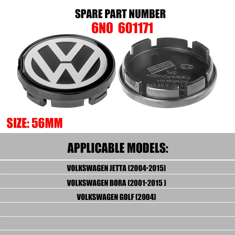 4Pcs 56/65/66mm Car Wheel Center Hub Caps Cover For Volkswagen VW R GTI Golf 5 6 7 Jetta Passat Tiguan Replacement Accessories