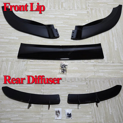 For VW Golf 6 MK6 R R20 2008-2013 Car Front Bumper Lip Spoiler Splitter Diffuser Deflector & Rear Bumper Diffuser Canard Tuning