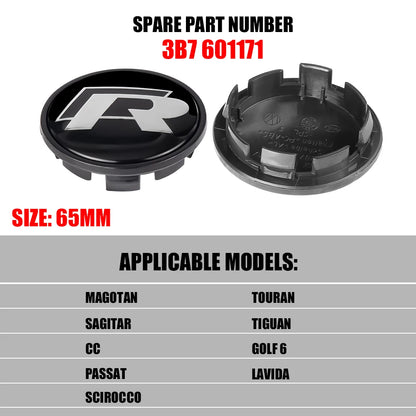 4Pcs 56/65/66mm Car Wheel Center Hub Caps Cover For Volkswagen VW R GTI Golf 5 6 7 Jetta Passat Tiguan Replacement Accessories