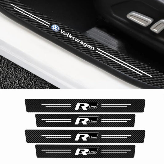 4Pcs Car Door Sill Protector Stickers Carbon Fiber Stickers for Volkswagen Golf 4 mk5 Passat b8 b5 VW Sharan Polo Tiguan R Line