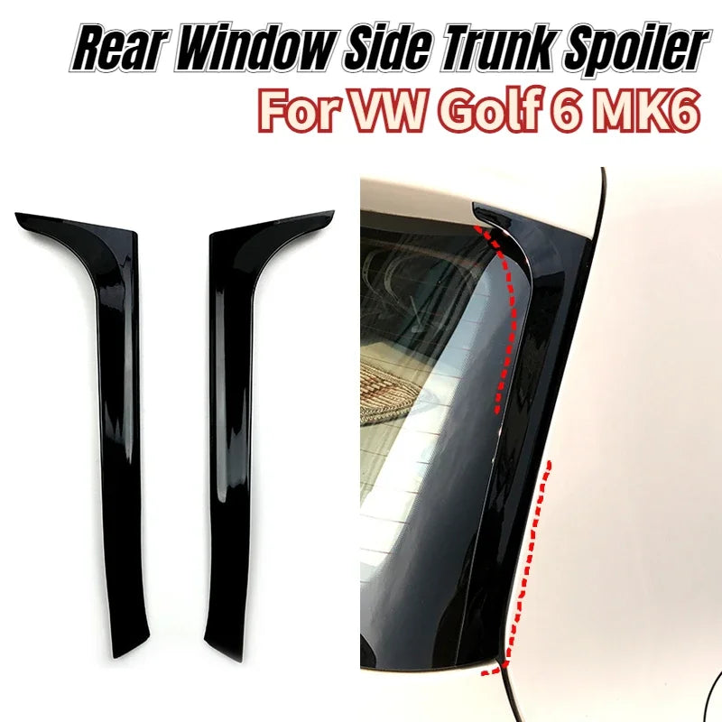 2008 To 2013 For VW Golf 6 MK6 GTI GTR GTD R R20 Rear Window Side Trunk Spoiler Canard Splitter By Glossy Black High Quality ABS