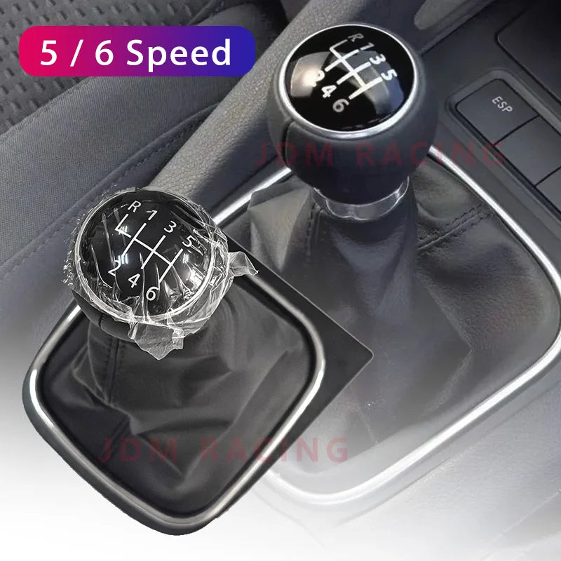 5/6 Speed Gear Shift Knob with Leather Boot Collar Case for Volkswagen VW Golf 5 V 6 VI MK5 MK6 Jetta 2005-2014 Car Stying