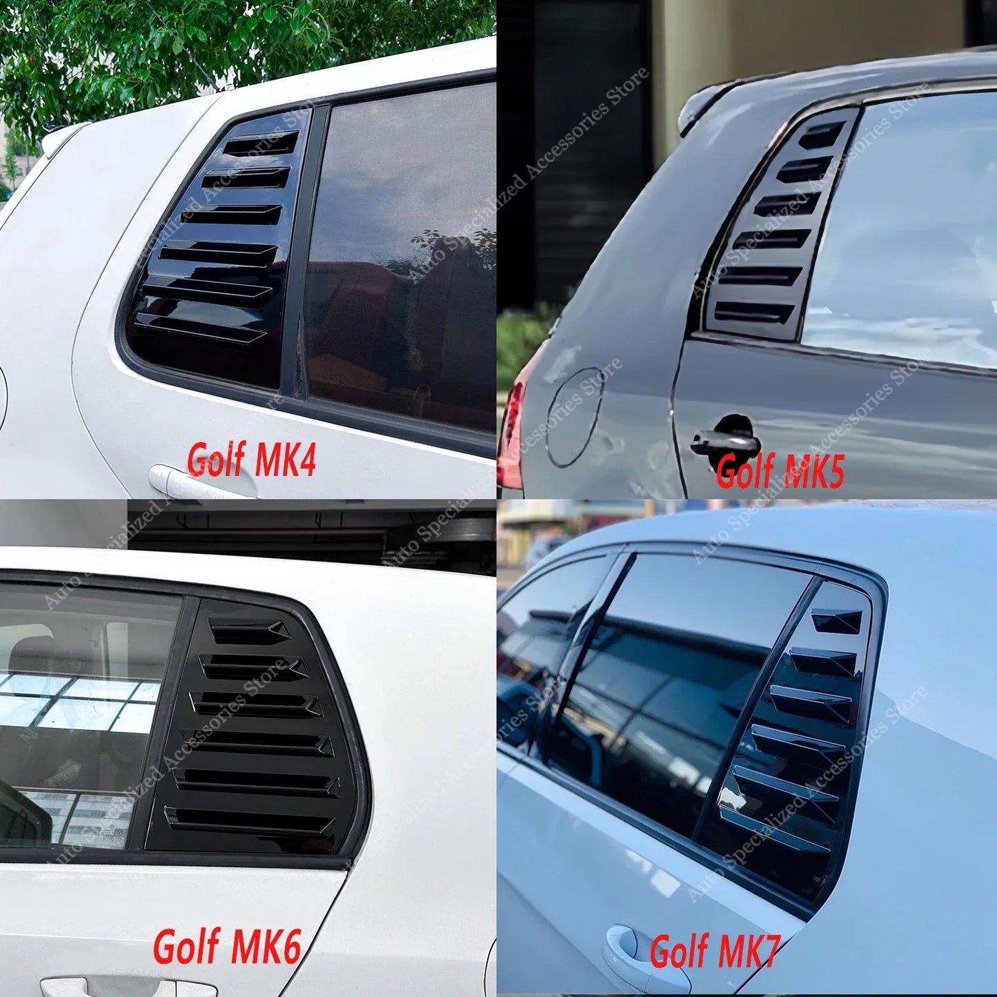 Rear Triangle Window Shade Spoiler Louvers For VW Golf MK4 MK5 MK6 MK7 MK8 TSI TDI MPI GTI GTD R 4-Door Hatchback 2001-2023