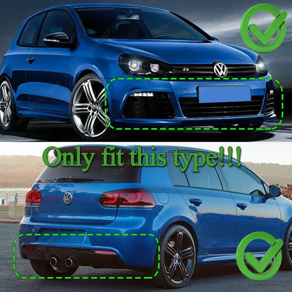 For VW Golf 6 MK6 R R20 2008-2013 Car Front Bumper Lip Spoiler Splitter Diffuser Deflector & Rear Bumper Diffuser Canard Tuning