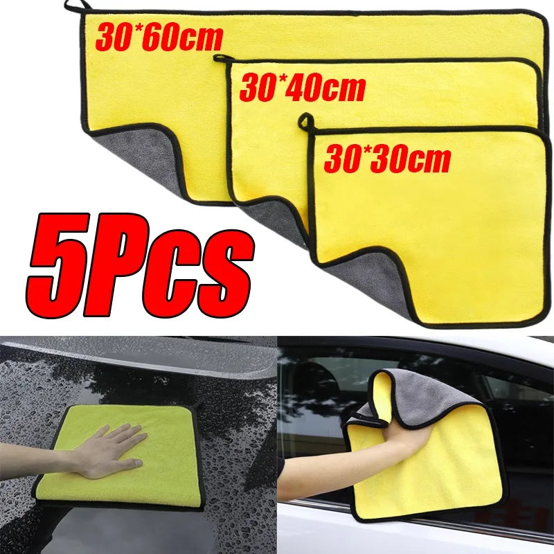 1-5Pcs Microfiber Towel Car Microfiber Cloth Wash Towel Microfiber Cleaning Cloth Absorbent Car Wash Drying Towel Auto Detailing