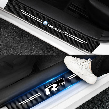 4Pcs Car Door Sill Protector Stickers Carbon Fiber Stickers for Volkswagen Golf 4 mk5 Passat b8 b5 VW Sharan Polo Tiguan R Line