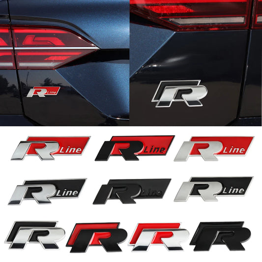 1pcs Car Front Rear Tail Trunk Bumper R R-line Emblem  Decoration Stickers For Volkswagen VW R Line Golf 6 7 Touran Touareg Polo